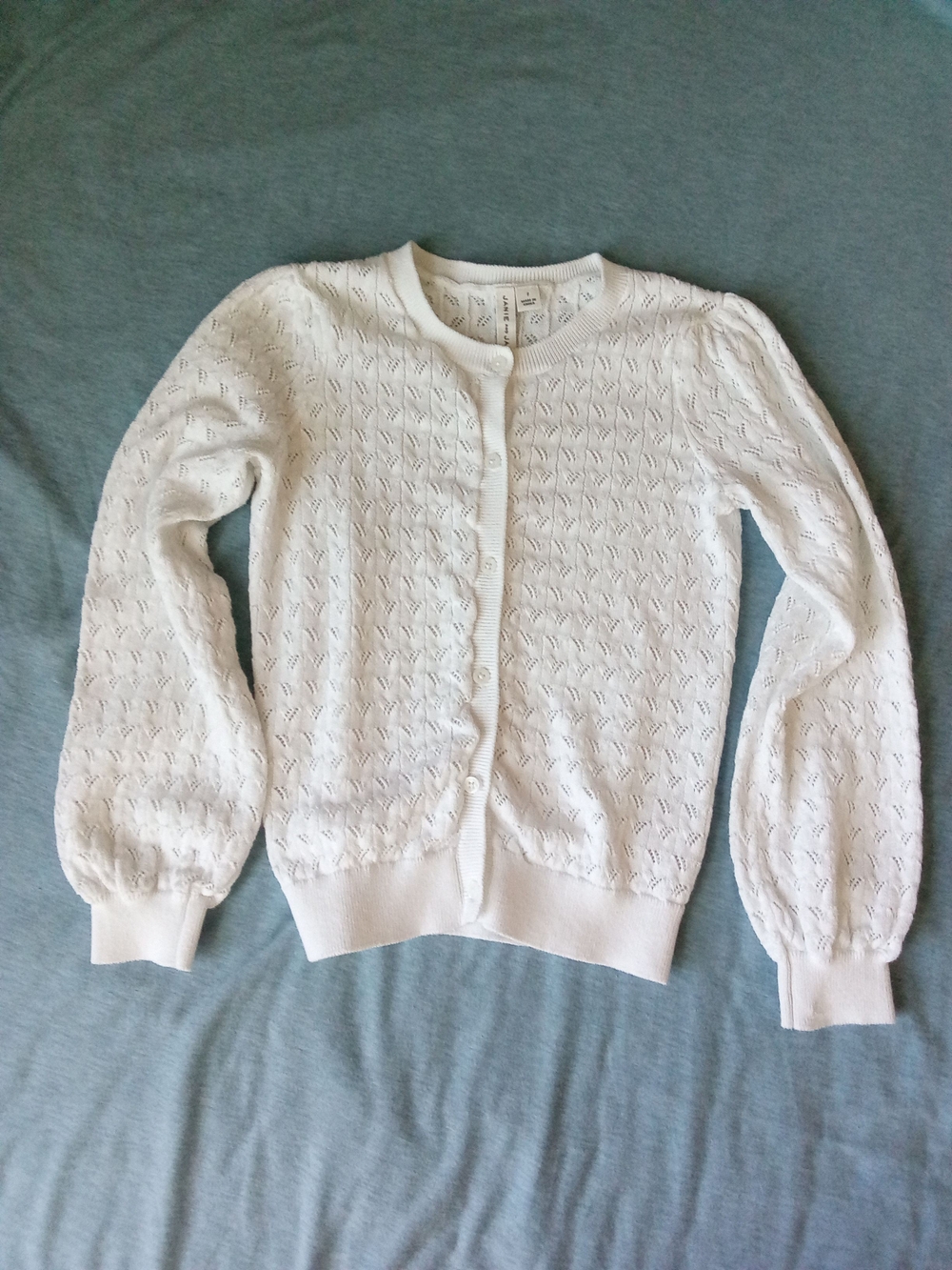 Janie and Jack Ivory Eyelet Button-Front Cardigan